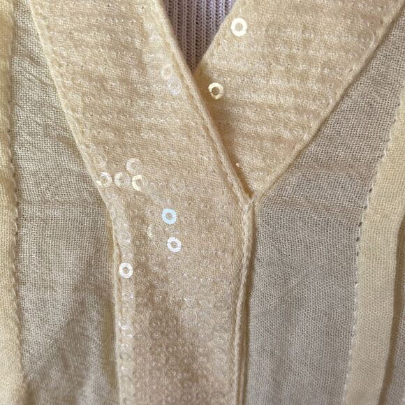 Style & Co. Soft Yellow V-Neck Long Line Eyelet Sleeveless Top Size Small - Picture 4 of 12